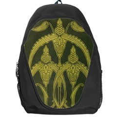 Green Floral Art Nouveau Backpack Bag by NouveauDesign