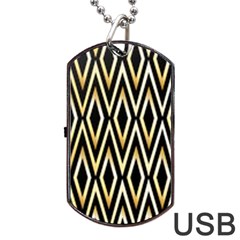 Gold,black,art Deco Pattern Dog Tag Usb Flash (one Side) by NouveauDesign