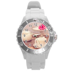 High Tea, Shabby Chic Round Plastic Sport Watch (l) by NouveauDesign