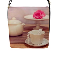High Tea, Shabby Chic Flap Messenger Bag (l)  by NouveauDesign
