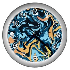 Abstract Marble 18 Wall Clocks (Silver) 