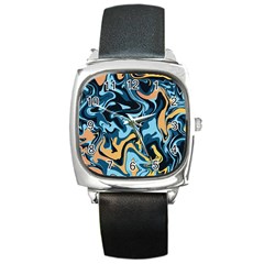 Abstract Marble 18 Square Metal Watch