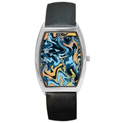Abstract Marble 18 Barrel Style Metal Watch