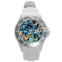 Abstract Marble 18 Round Plastic Sport Watch (L)