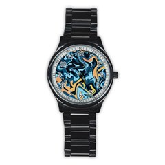 Abstract Marble 18 Stainless Steel Round Watch