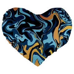 Abstract Marble 18 Large 19  Premium Flano Heart Shape Cushions