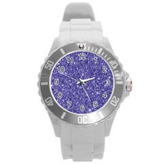 New Sparkling Glitter Print E Round Plastic Sport Watch (L)