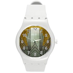 Art Nouveau Gold Silver Round Plastic Sport Watch (m) by NouveauDesign