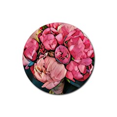 Beautiful Peonies Rubber Round Coaster (4 Pack)  by NouveauDesign