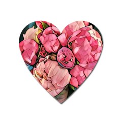 Beautiful Peonies Heart Magnet by NouveauDesign