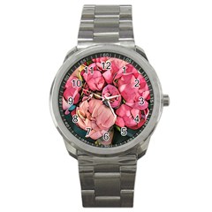 Beautiful Peonies Sport Metal Watch by NouveauDesign