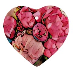 Beautiful Peonies Heart Ornament (two Sides) by NouveauDesign