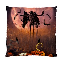 Halloween Design With Scarecrow, Crow And Pumpkin Standard Cushion Case (one Side)