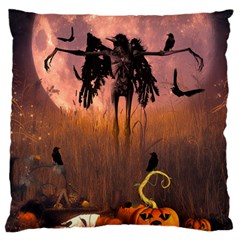 Halloween Design With Scarecrow, Crow And Pumpkin Standard Flano Cushion Case (one Side) by FantasyWorld7