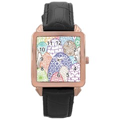 Abstract Nature 12 Rose Gold Leather Watch 