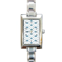 Art Deco Teal White Rectangle Italian Charm Watch