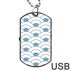 Art Deco Teal White Dog Tag Usb Flash (one Side) by NouveauDesign