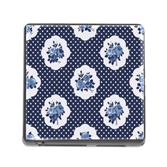 Shabby Chic Navy Blue Memory Card Reader (square) by NouveauDesign