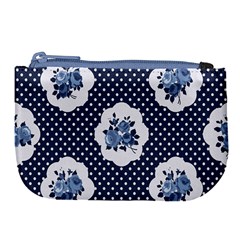 Shabby Chic Navy Blue Large Coin Purse by NouveauDesign