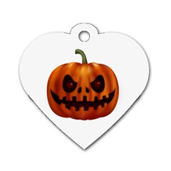 Halloween Pumpkin Dog Tag Heart (two Sides) by Valentinaart