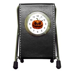 Halloween Pumpkin Pen Holder Desk Clocks by Valentinaart