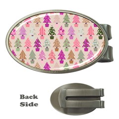 Christmas Tree Pattern Money Clips (oval)  by Valentinaart