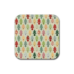 Christmas Tree Pattern Rubber Coaster (square)  by Valentinaart