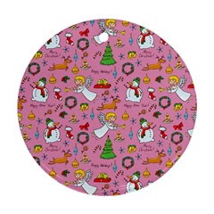 Christmas Pattern Round Ornament (two Sides) by Valentinaart