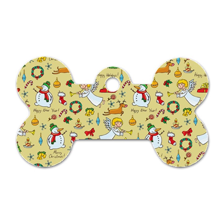 Christmas pattern Dog Tag Bone (One Side)