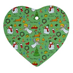 Christmas Pattern Heart Ornament (two Sides) by Valentinaart