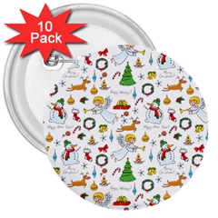 Christmas Pattern 3  Buttons (10 Pack)  by Valentinaart