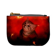 Cute Little Kitten, Red Background Mini Coin Purses by FantasyWorld7