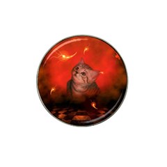 Cute Little Kitten, Red Background Hat Clip Ball Marker (4 Pack) by FantasyWorld7