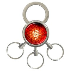 Wonderful Golden Dragon On Red Vintage Background 3-ring Key Chains by FantasyWorld7