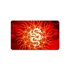 Wonderful Golden Dragon On Red Vintage Background Magnet (name Card) by FantasyWorld7