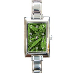 Marijuana Plants Pattern Rectangle Italian Charm Watch