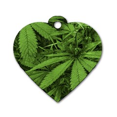 Marijuana Plants Pattern Dog Tag Heart (One Side)