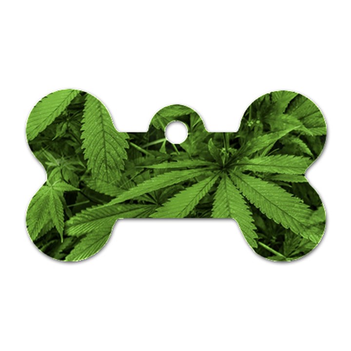 Marijuana Plants Pattern Dog Tag Bone (Two Sides)