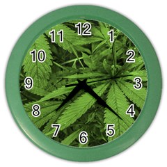 Marijuana Plants Pattern Color Wall Clocks