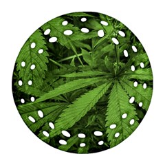 Marijuana Plants Pattern Round Filigree Ornament (Two Sides)