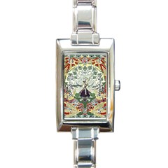 Art Nouveau Peacock Rectangle Italian Charm Watch