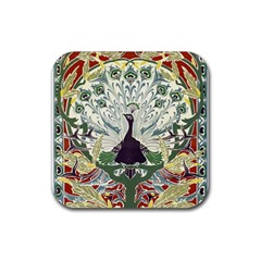 Art Nouveau Peacock Rubber Coaster (square)  by NouveauDesign