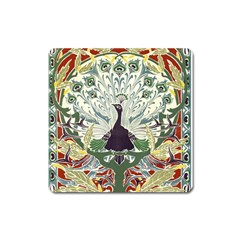 Art Nouveau Peacock Square Magnet by NouveauDesign