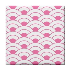 Art Deco Shell Pink White Tile Coasters by NouveauDesign