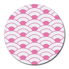 art deco shell pink white Round Mousepads