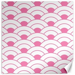 art deco shell pink white Canvas 12  x 12  