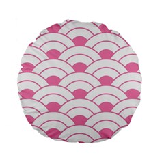 art deco shell pink white Standard 15  Premium Round Cushions