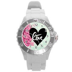 Modern Collage Shabby Chic Round Plastic Sport Watch (l) by NouveauDesign