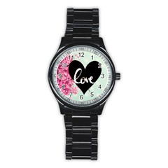 Modern Collage Shabby Chic Stainless Steel Round Watch by NouveauDesign