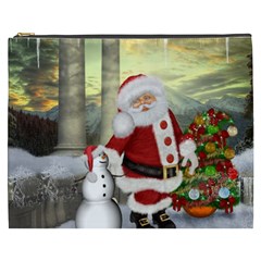 Sanata Claus With Snowman And Christmas Tree Cosmetic Bag (xxxl)  by FantasyWorld7